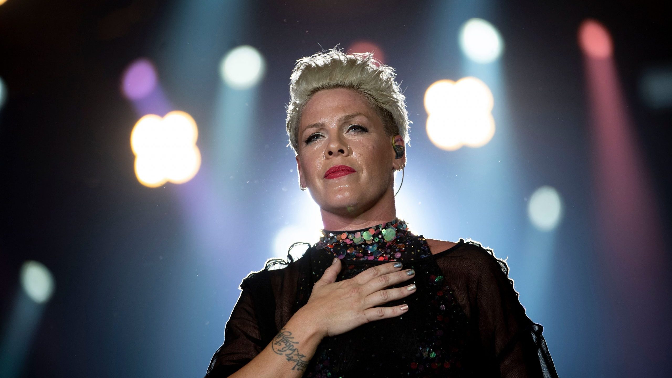 Pink nearly breaks down in tears as she discusses 3yrold son's