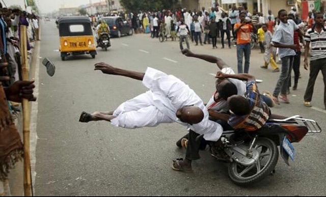 Motorcycle accident in Nigeria on March 31, 2015. REUTERS/Goran Tomasevic