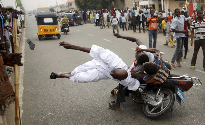 Motorcycle accident in Kano, Nigeria on March 31, 2015. REUTERS/Goran Tomasevic