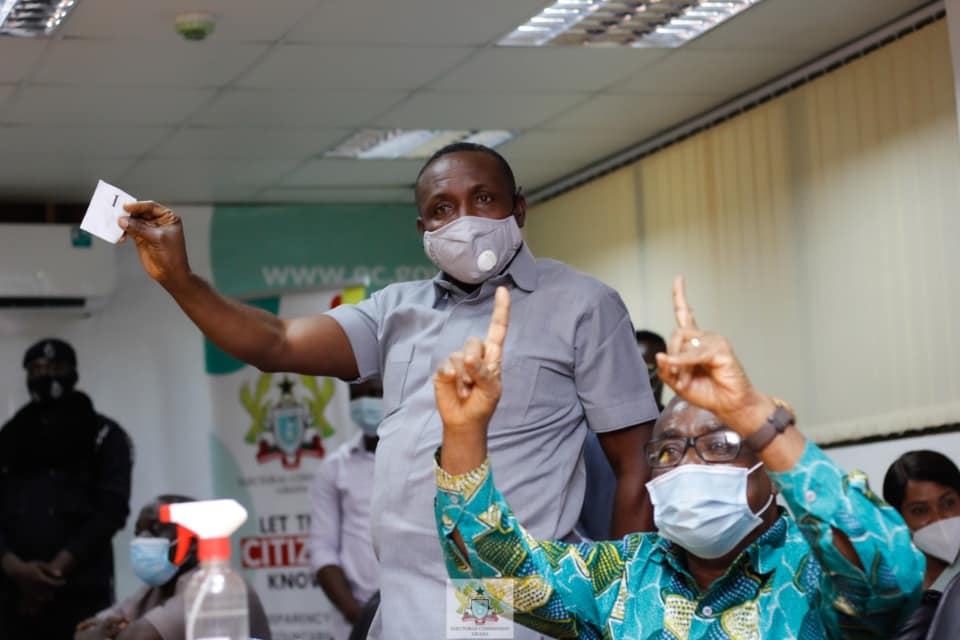 NPP General Secretary John Boadu displays the number picked by his party