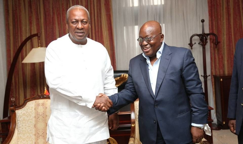 Former President John Mahama (L) and President Nana Akufo-Addo (R)