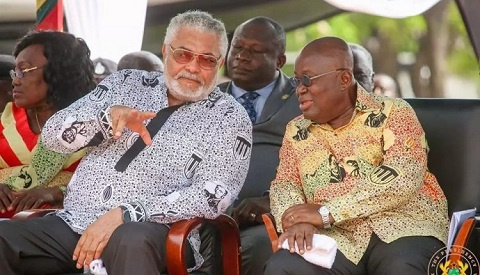 Former President Jerry John Rawlings (L) and President Nana Akufo-Addo (R)