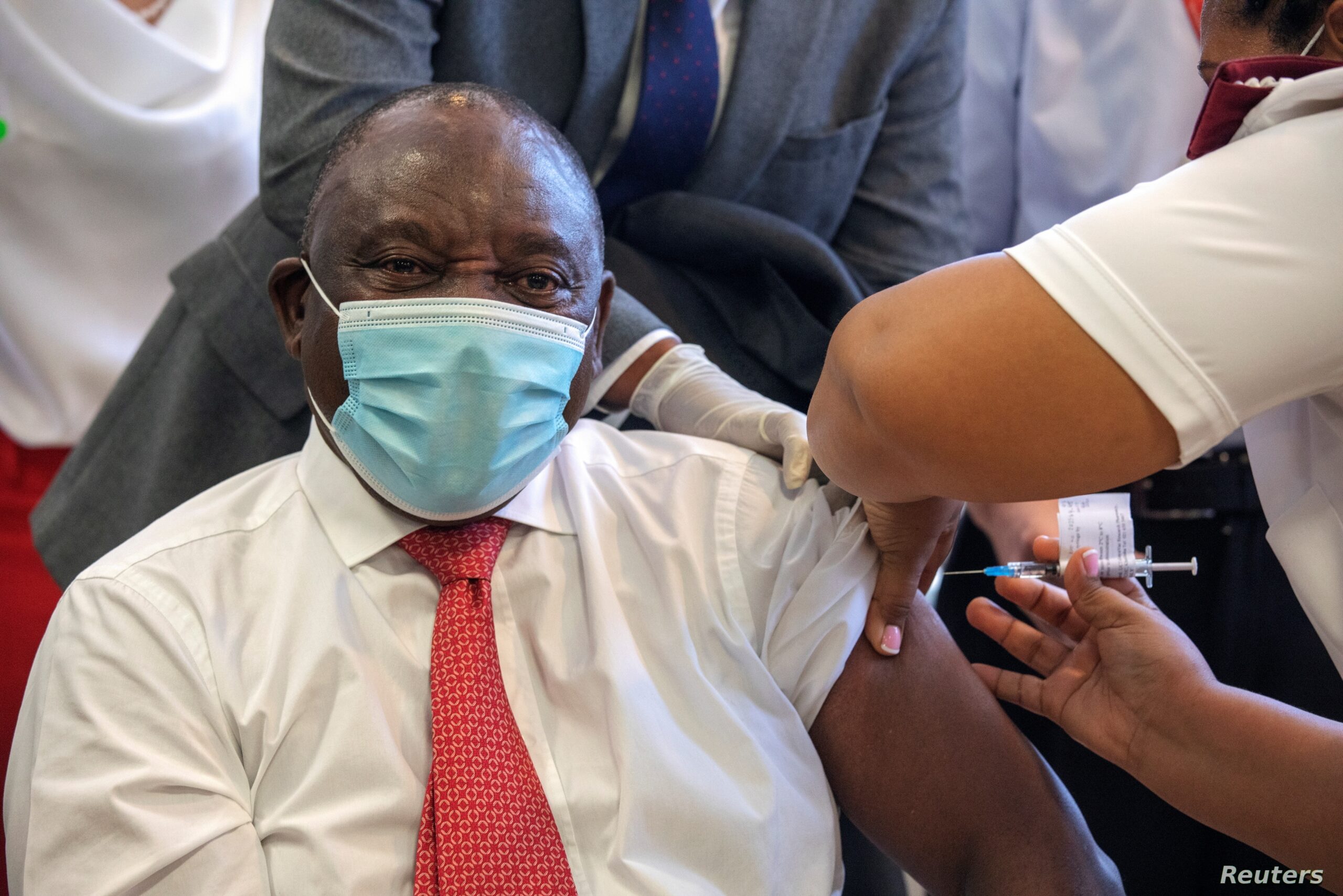South African President Cyril Ramaphosa gets vaccinated 