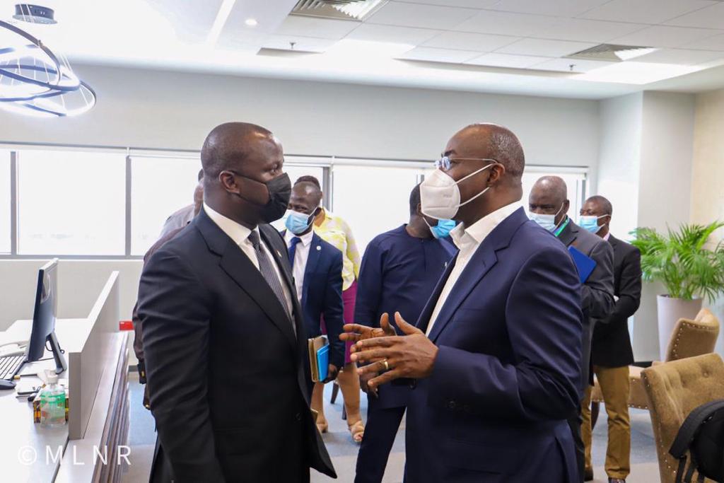 Minister for Lands and Natural Resources, Samuel A. Jinapor (L) and CEO of GIADEC, Mr Michael Ansah(R)