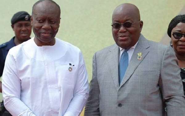 Ken-Ofori-Atta (L) and President Akufo-Addo (R)