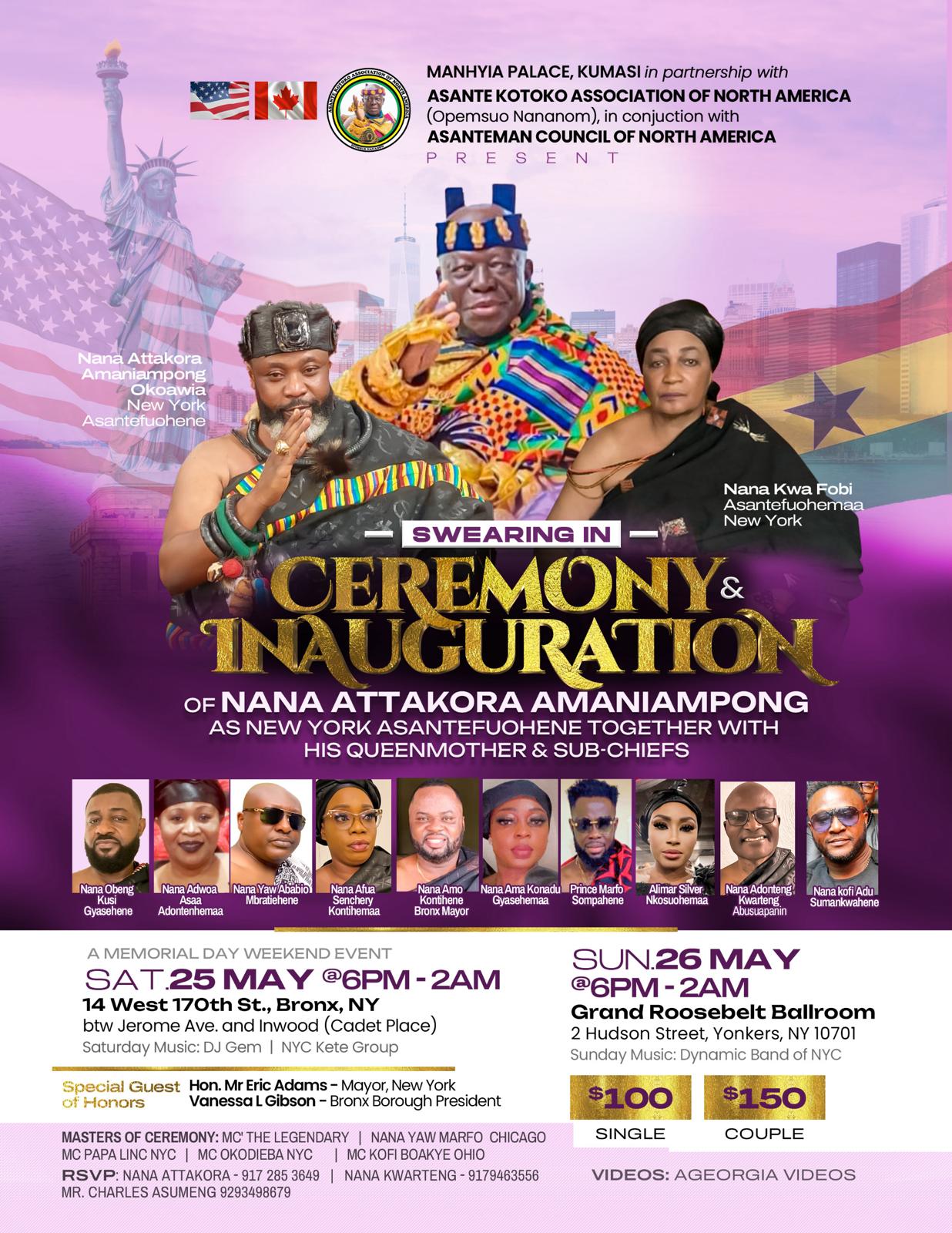  the Asanteman community in New York inaugurates their traditional rulers